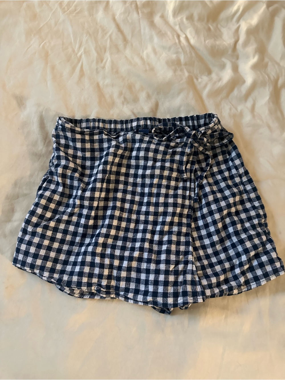 Old Navy Navy and White Gingham Elastic Waist Skort